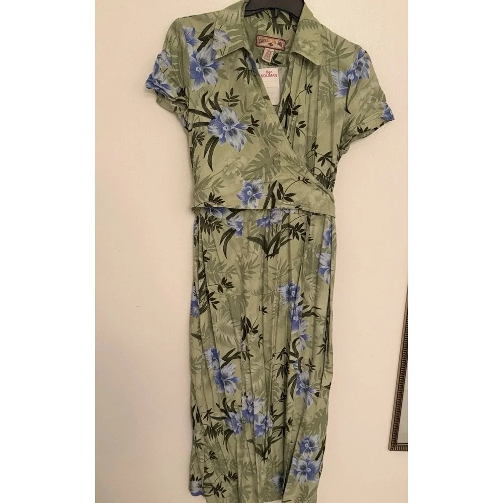 Caribbean Joe Green And Blue Floral Maxi Dress Size L